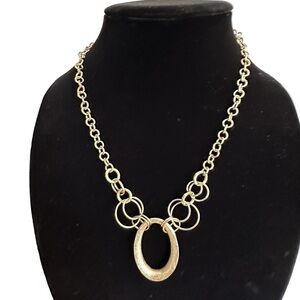 Layered Circle Chain Gold Tone Necklace